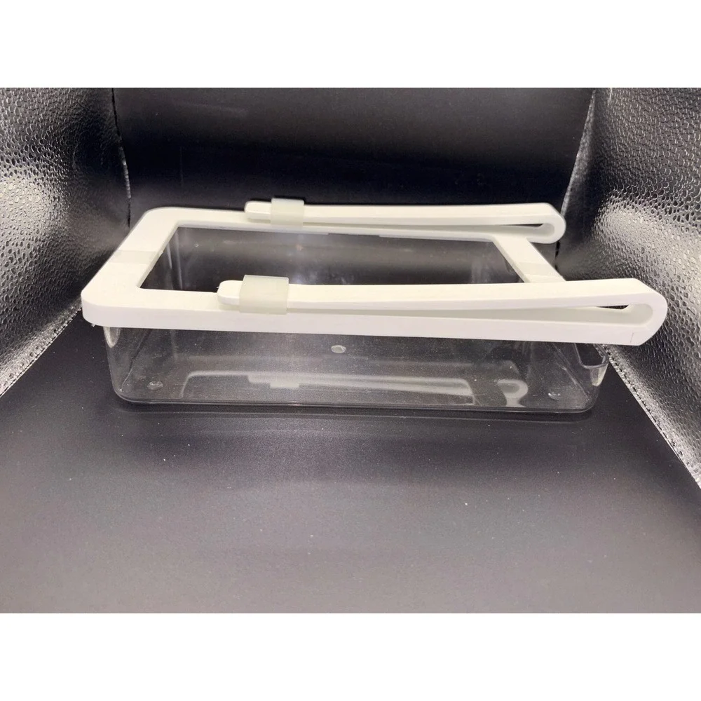 Adjustable Refrigerator Drawer Organizer Clear Plastic Hanging Storage Bin White